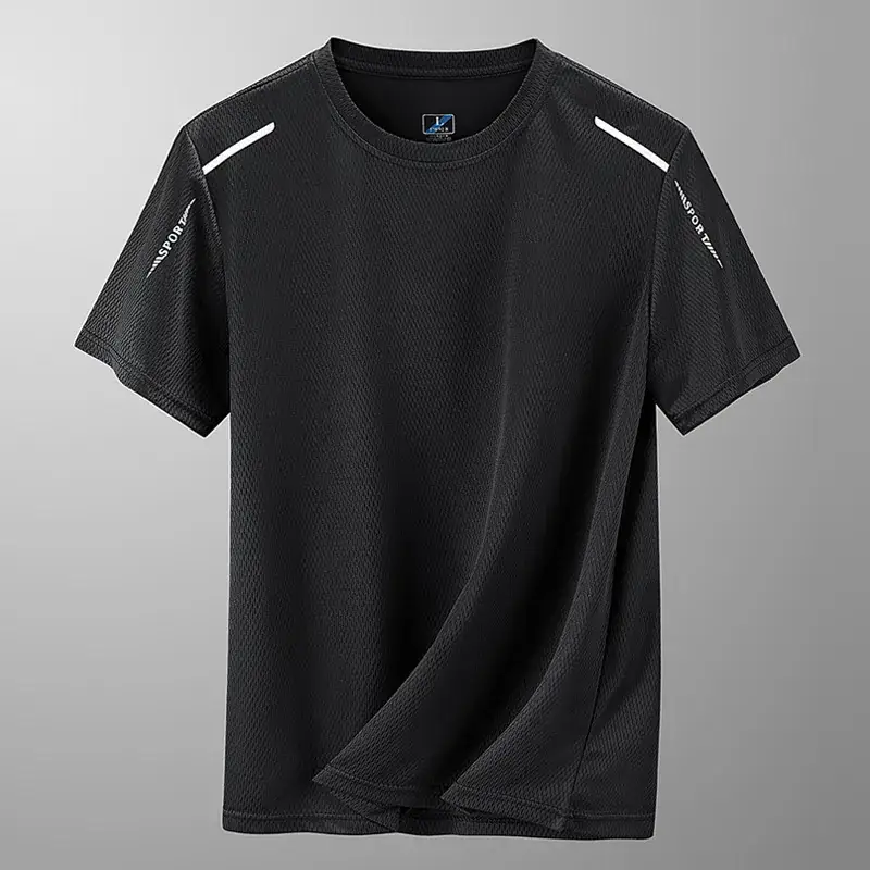 Men Ice Silk T-Shirt Navy Blue 2024 - Image 7