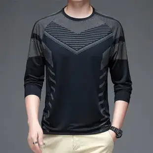 Men Ice Silk T-Shirt Navy Blue 2024 — feature 1
