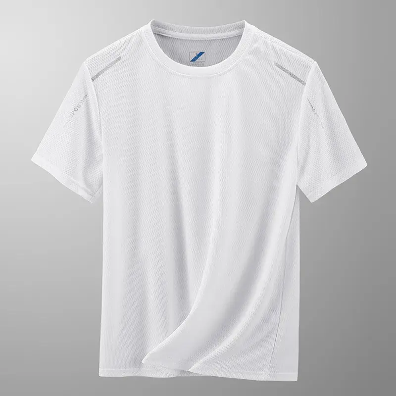 Men Ice Silk T-Shirt Navy Blue 2024 - Image 2
