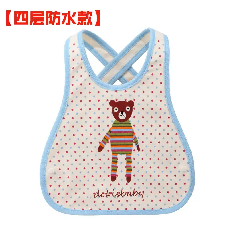 Baby Waterproof Cotton Bib with Bear Print - Image 180