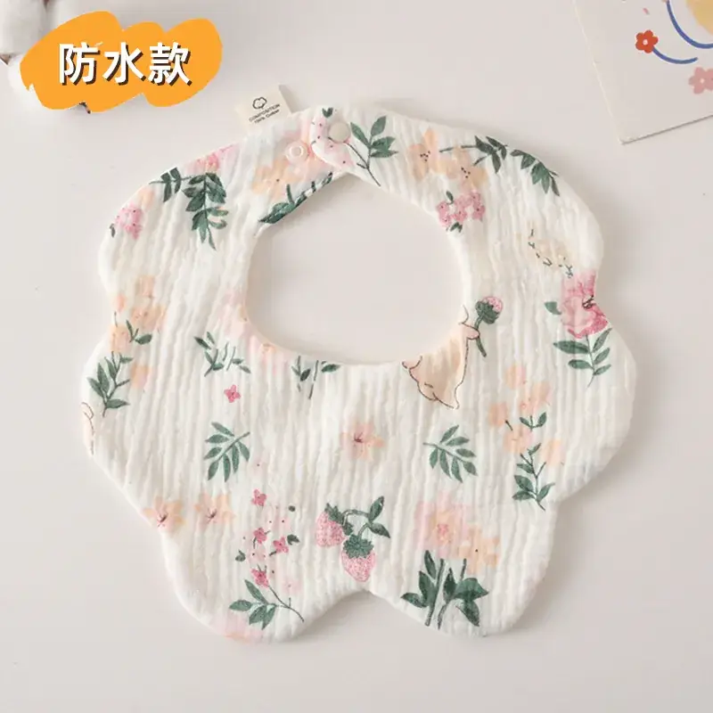 Baby Waterproof Cotton Bib with Bear Print - Image 47