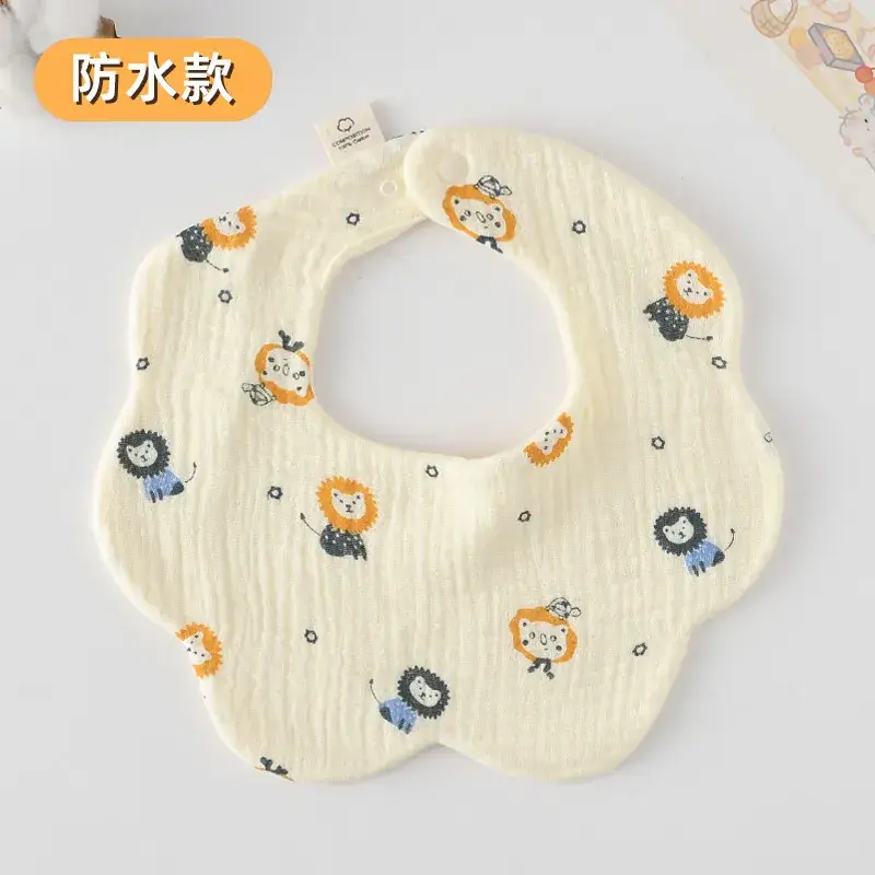 Baby Waterproof Cotton Bib with Bear Print - Image 77