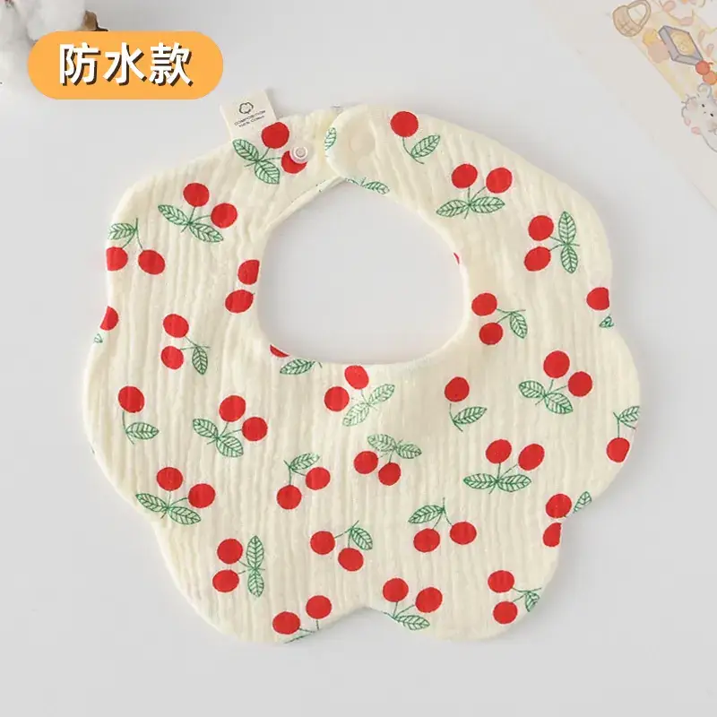 Baby Waterproof Cotton Bib with Bear Print - Image 80