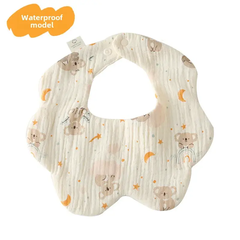 Baby Waterproof Cotton Bib with Bear Print - Image 11