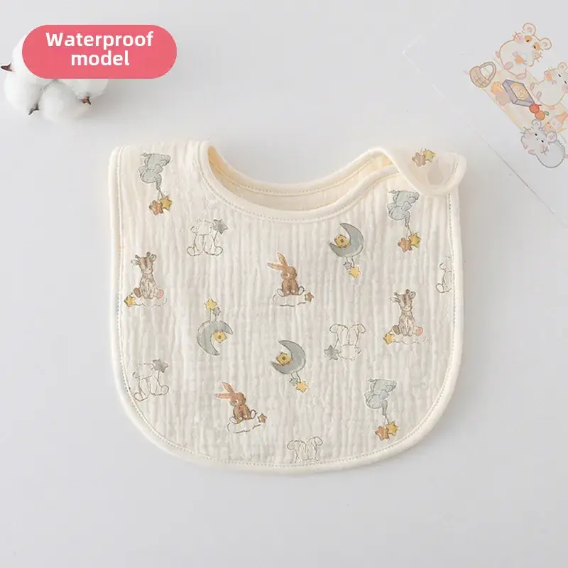 Baby Waterproof Cotton Bib with Bear Print - Image 117