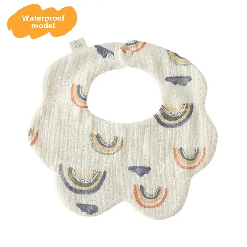 Baby Waterproof Cotton Bib with Bear Print - Image 12