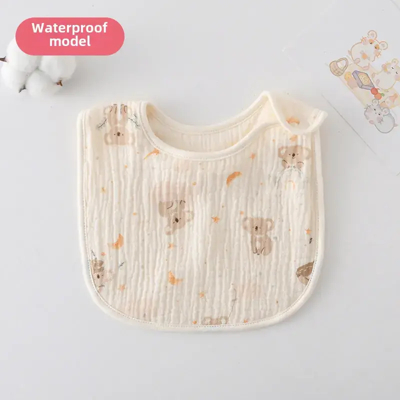 Baby Waterproof Cotton Bib with Bear Print - Image 128