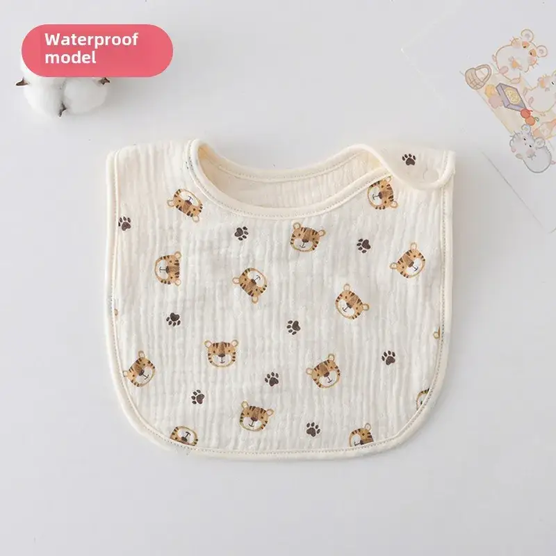Baby Waterproof Cotton Bib with Bear Print - Image 130