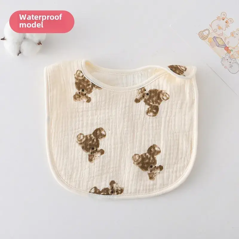 Baby Waterproof Cotton Bib with Bear Print - Image 132