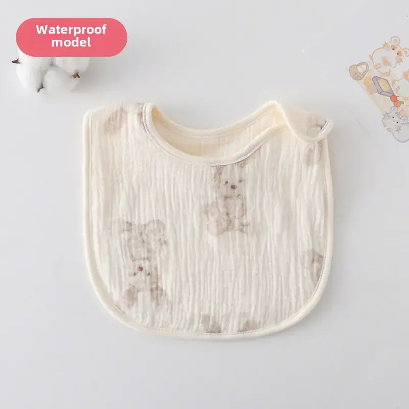 Baby Waterproof Cotton Bib with Bear Print - Image 133