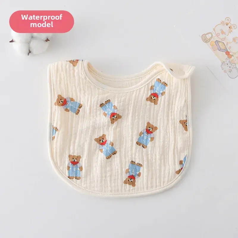 Baby Waterproof Cotton Bib with Bear Print - Image 134