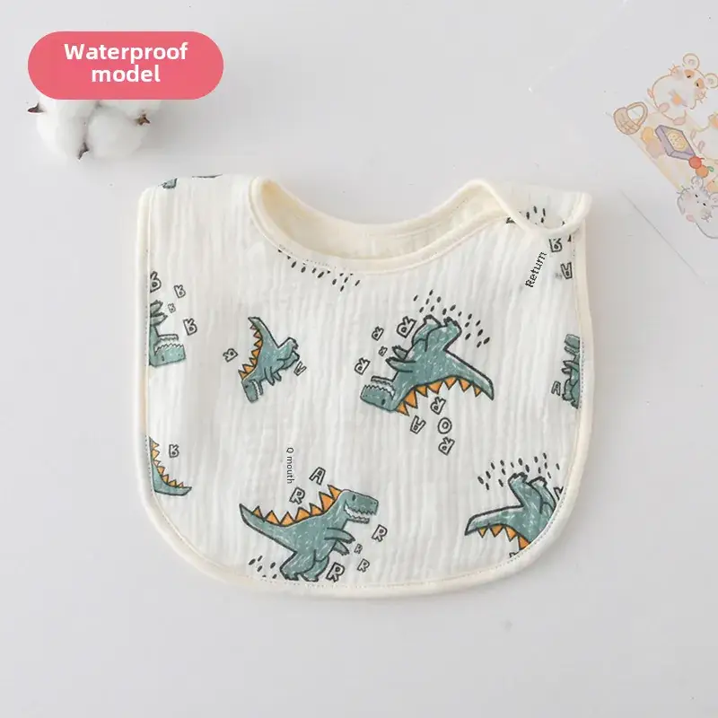 Baby Waterproof Cotton Bib with Bear Print - Image 135