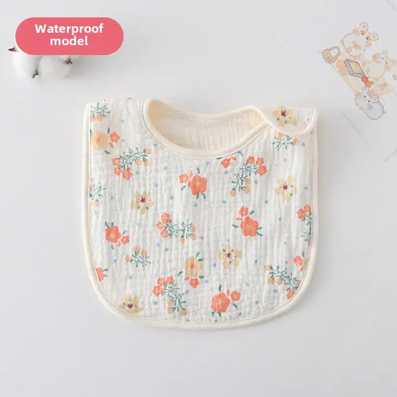 Baby Waterproof Cotton Bib with Bear Print - Image 145