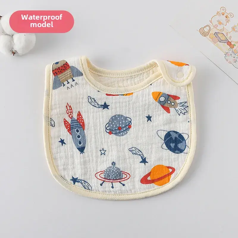 Baby Waterproof Cotton Bib with Bear Print - Image 148