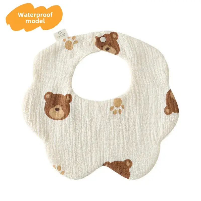 Baby Waterproof Cotton Bib with Bear Print - Image 19