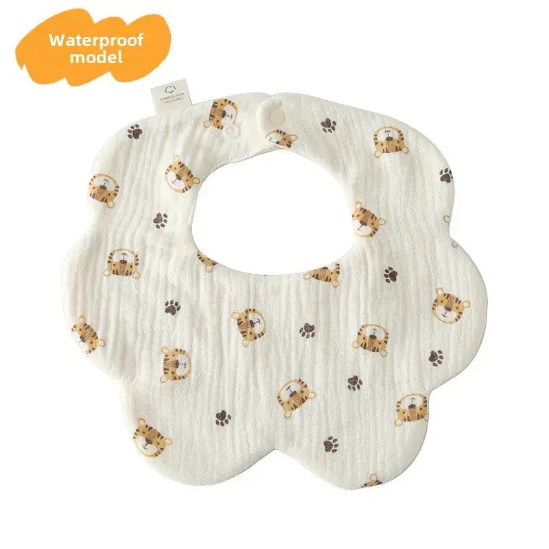 Baby Waterproof Cotton Bib with Bear Print - Image 2