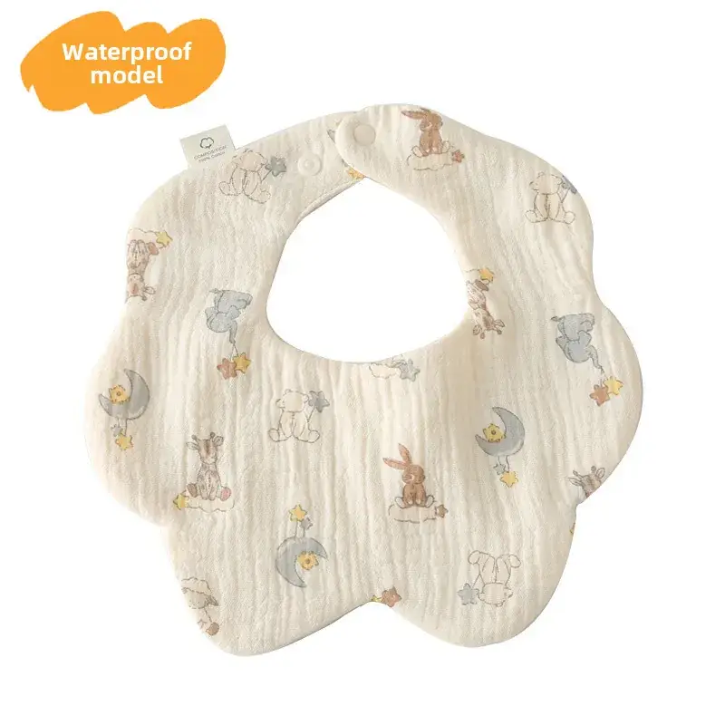 Baby Waterproof Cotton Bib with Bear Print - Image 21