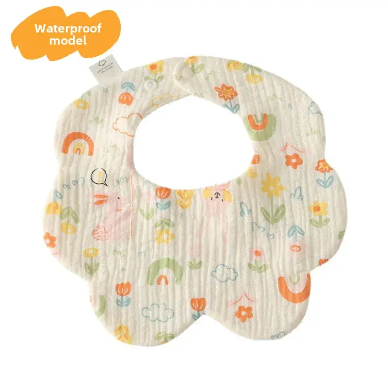 Baby Waterproof Cotton Bib with Bear Print - Image 24