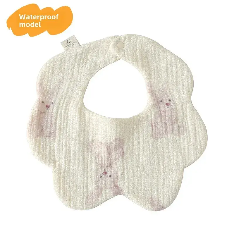 Baby Waterproof Cotton Bib with Bear Print - Image 26