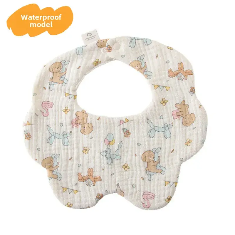 Baby Waterproof Cotton Bib with Bear Print - Image 29