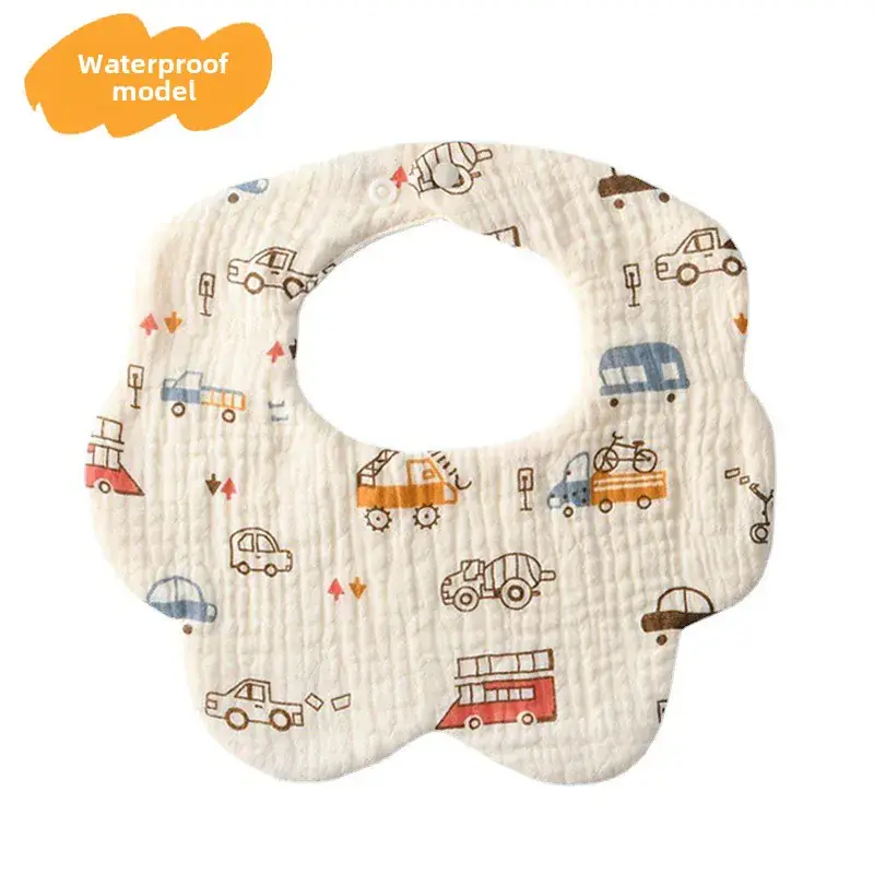 Baby Waterproof Cotton Bib with Bear Print - Image 32
