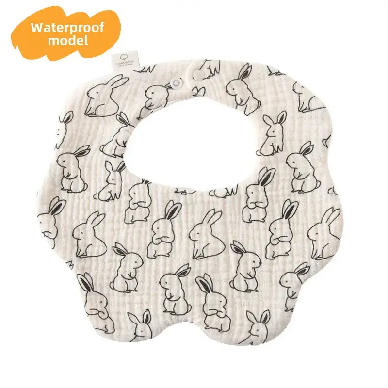 Baby Waterproof Cotton Bib with Bear Print - Image 34