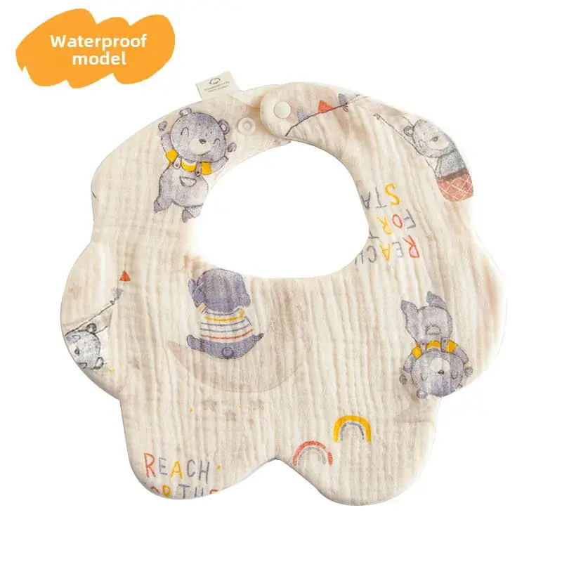 Baby Waterproof Cotton Bib with Bear Print - Image 37