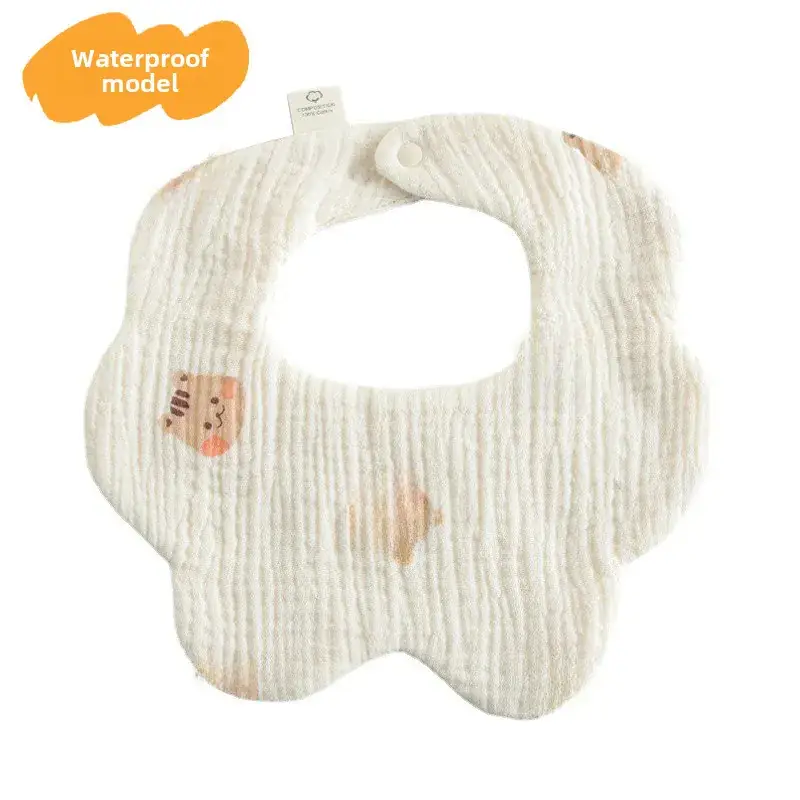 Baby Waterproof Cotton Bib with Bear Print - Image 38
