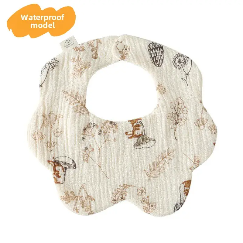 Baby Waterproof Cotton Bib with Bear Print - Image 4
