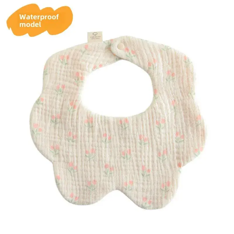Baby Waterproof Cotton Bib with Bear Print - Image 40