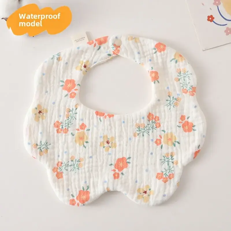 Baby Waterproof Cotton Bib with Bear Print - Image 43