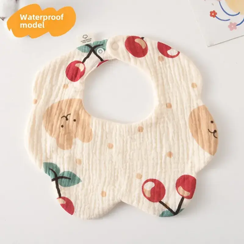 Baby Waterproof Cotton Bib with Bear Print - Image 44