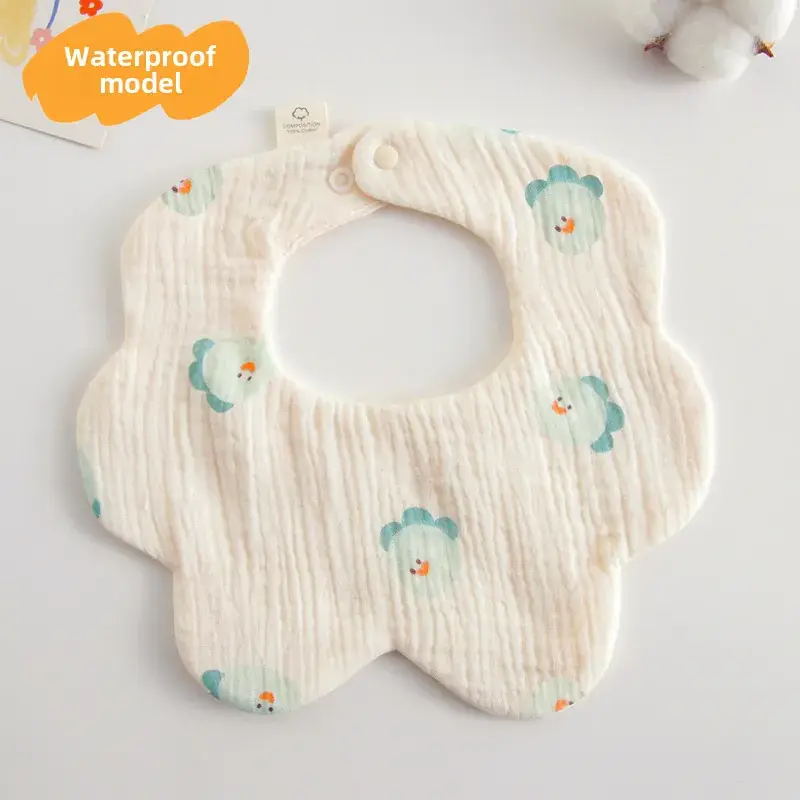 Baby Waterproof Cotton Bib with Bear Print - Image 50