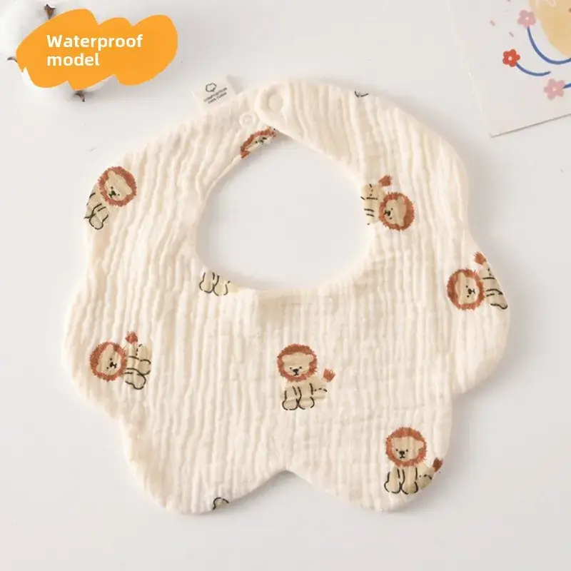 Baby Waterproof Cotton Bib with Bear Print - Image 51