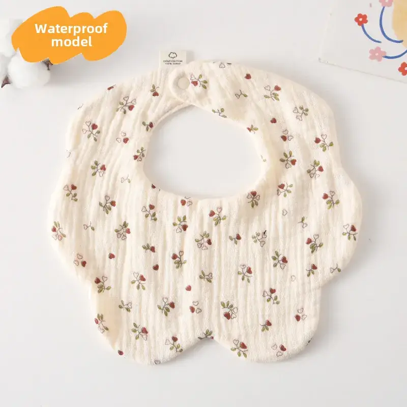 Baby Waterproof Cotton Bib with Bear Print - Image 56