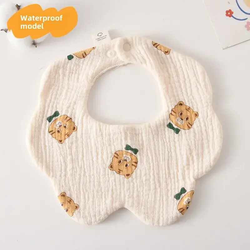 Baby Waterproof Cotton Bib with Bear Print - Image 58