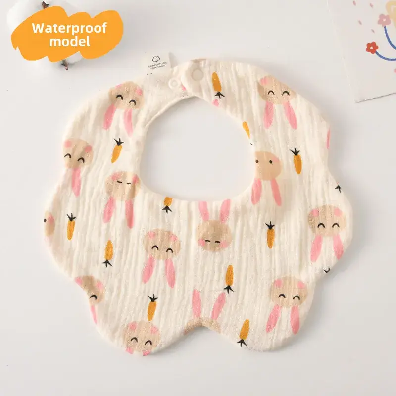 Baby Waterproof Cotton Bib with Bear Print - Image 59