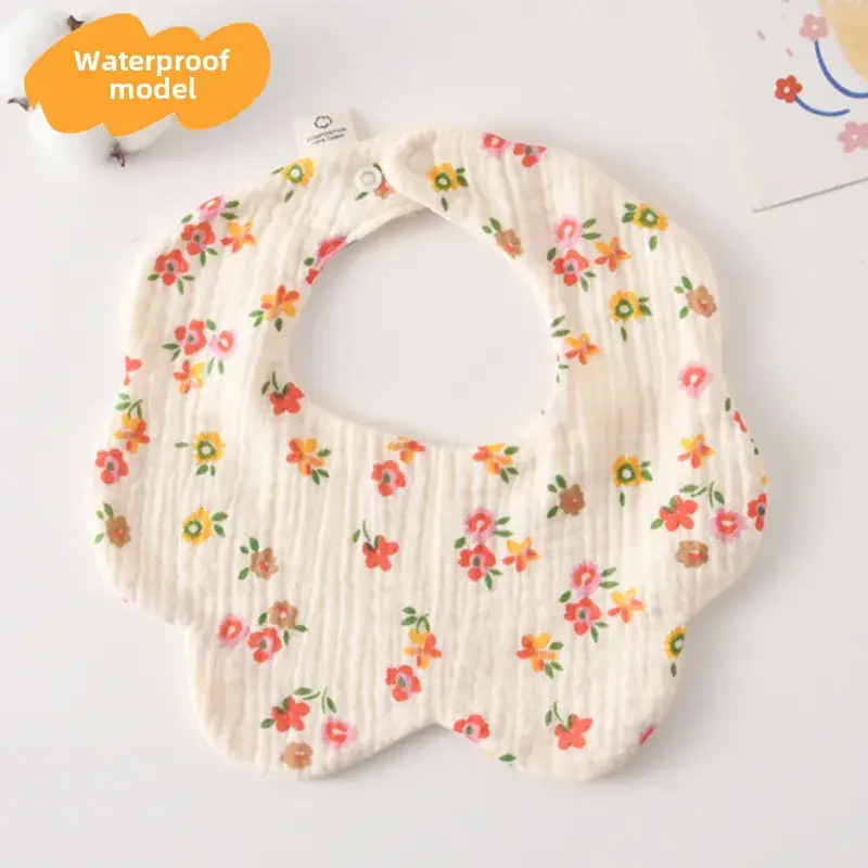 Baby Waterproof Cotton Bib with Bear Print - Image 60