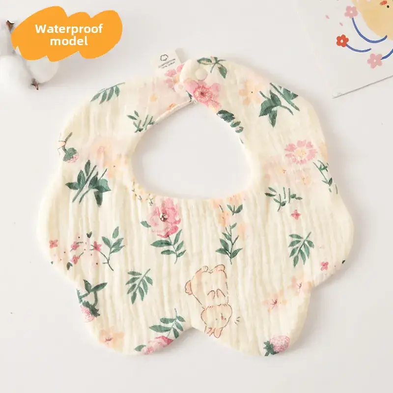 Baby Waterproof Cotton Bib with Bear Print - Image 63