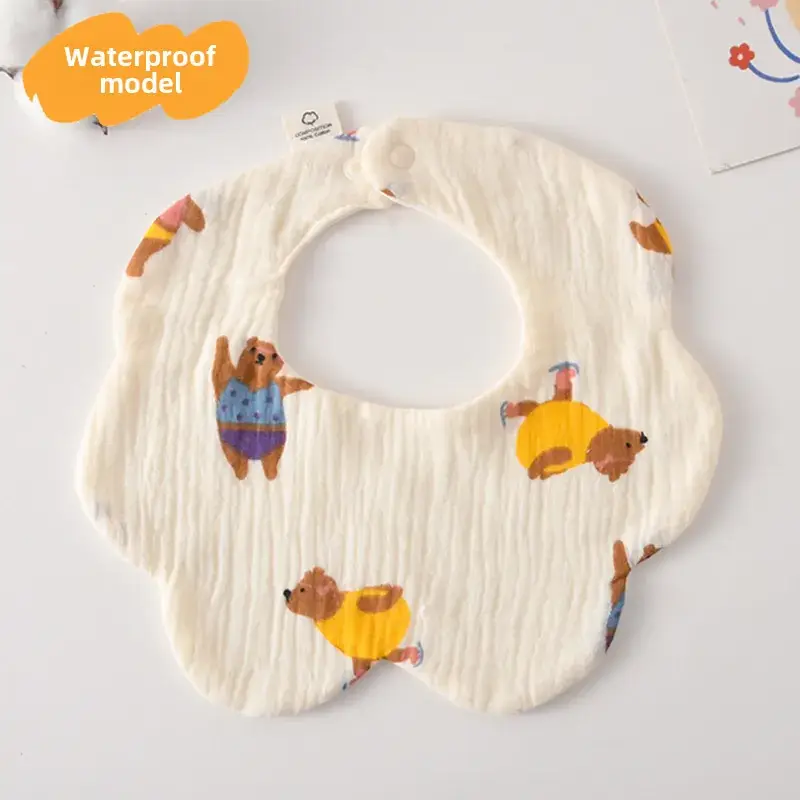 Baby Waterproof Cotton Bib with Bear Print - Image 64
