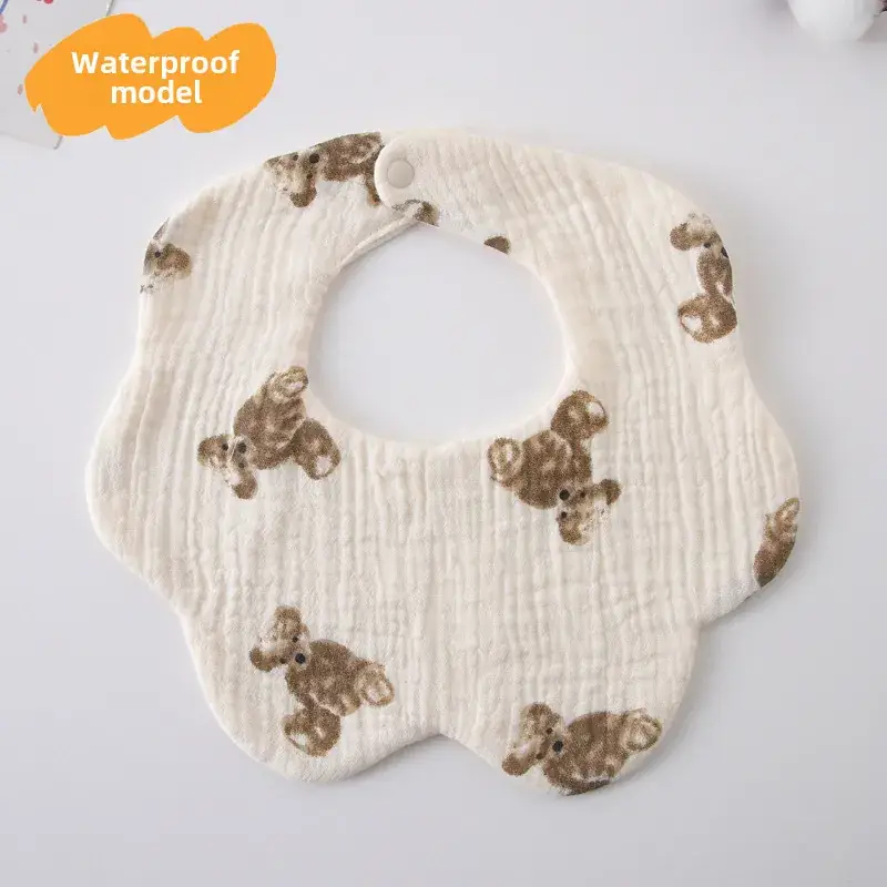 Baby Waterproof Cotton Bib with Bear Print - Image 71
