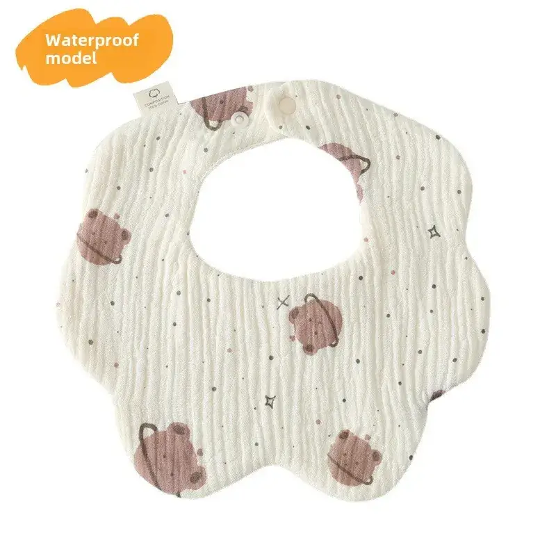 Baby Waterproof Cotton Bib with Bear Print - Image 8