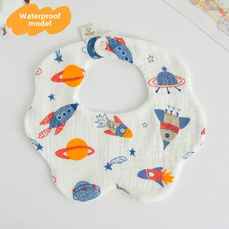 Baby Waterproof Cotton Bib with Bear Print - Image 81