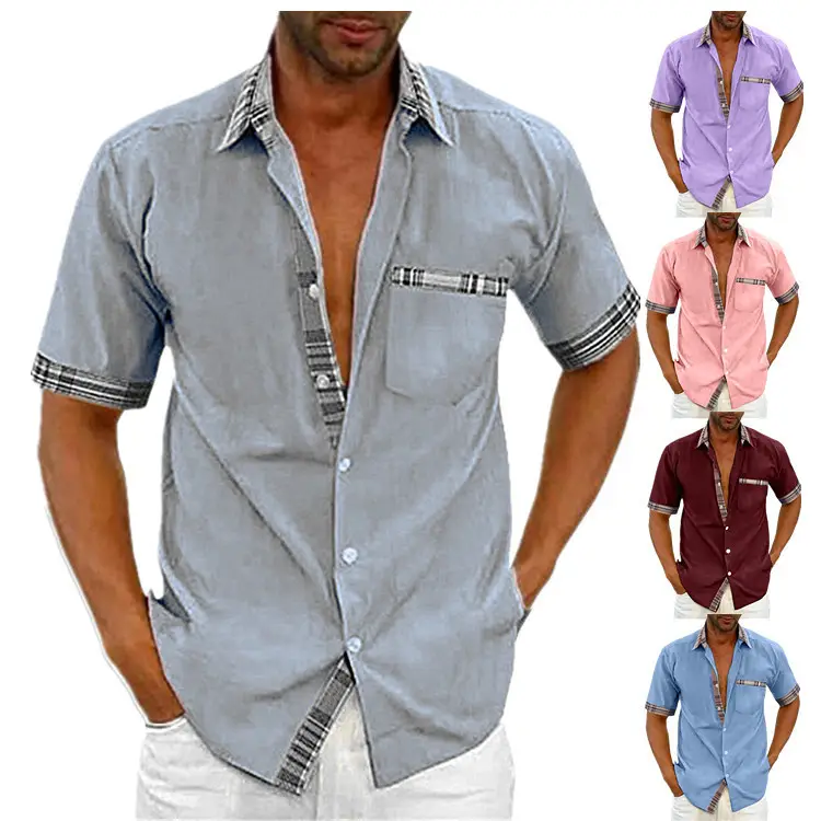Men Pink Short Sleeve Button Shirt 2024 — feature 9