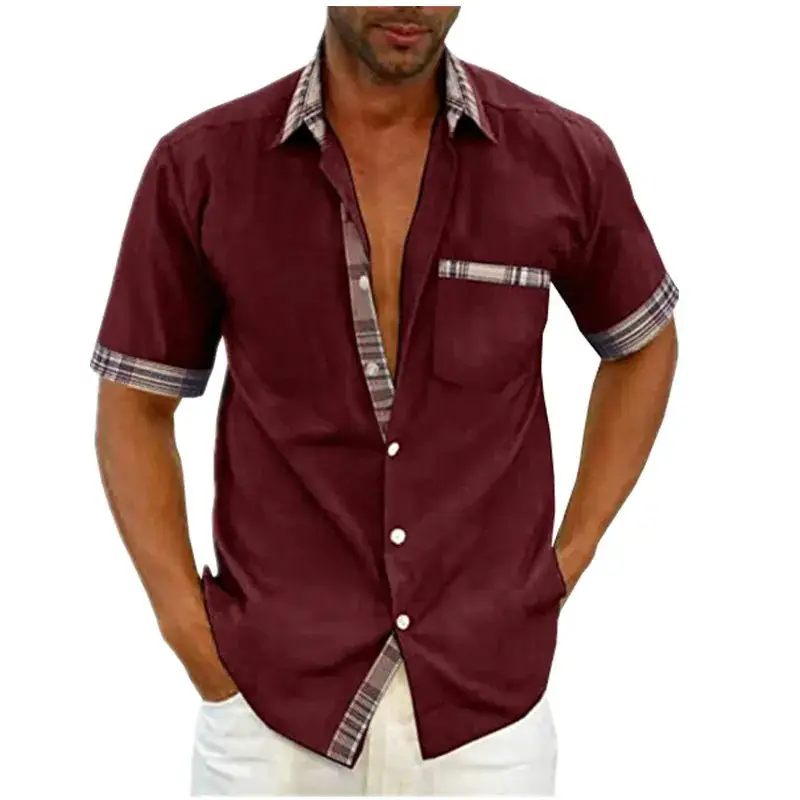 Men Pink Short Sleeve Button Shirt 2024 - Image 8