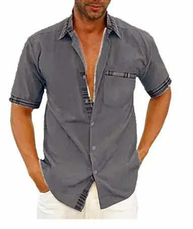 Men Pink Short Sleeve Button Shirt 2024 - Image 10