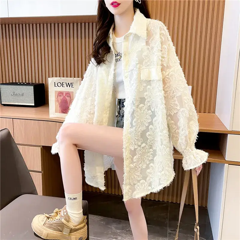 Black Lace Sunscreen Coat Women Spring Summer 2023 - Image 6