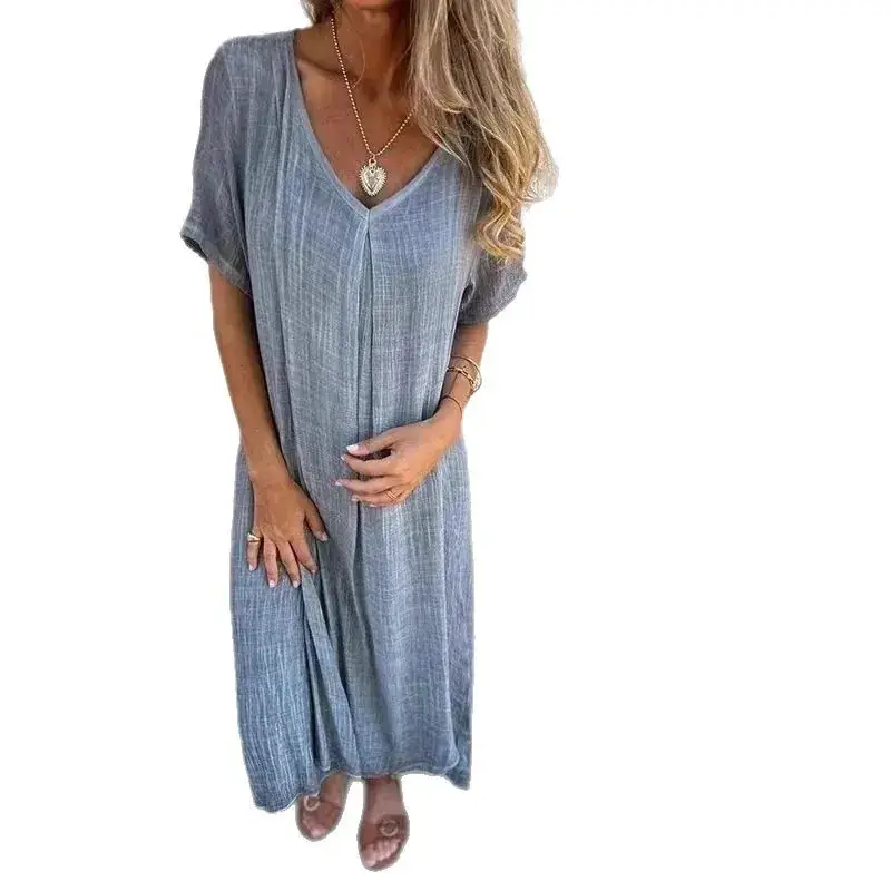 Orange V-Neck Crossbody Dress for Women - Image 11