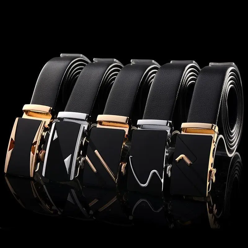 Men's Black Leather Belt with Automatic Buckle - Image 23