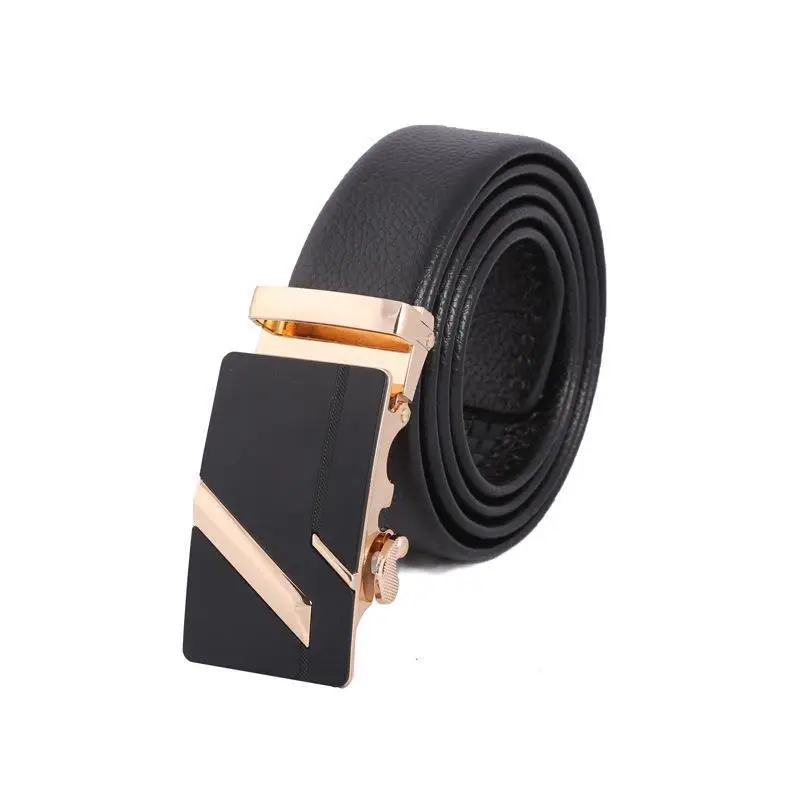 Men's Black Leather Belt with Automatic Buckle - Image 19